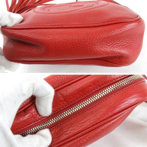 GUCCI Red Leather Shoulder Bag - Picture 5 of 8